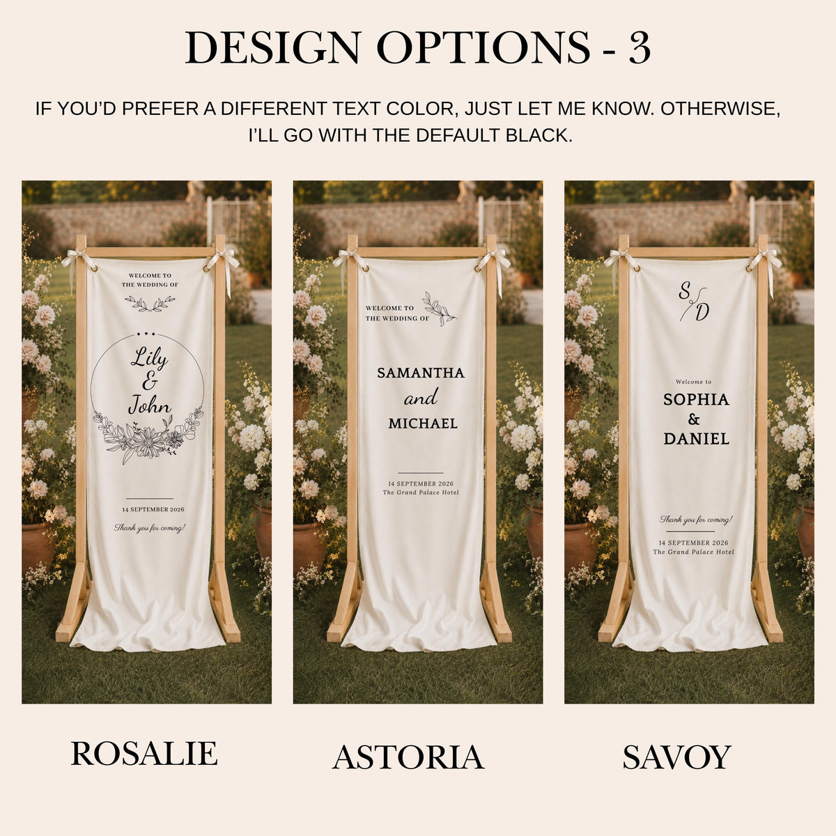 Custom Wedding Entrance Banner with Wooden Stand