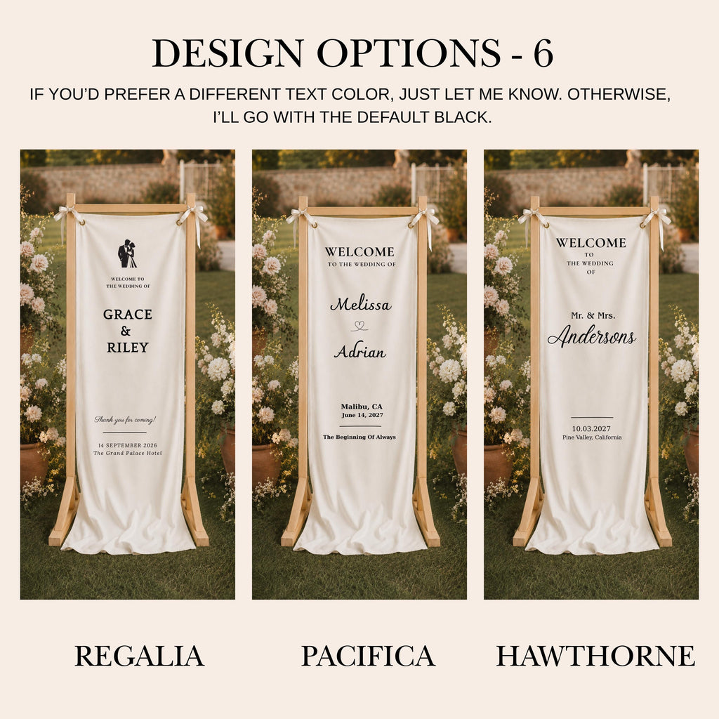Custom Wedding Entrance Banner with Wooden Stand