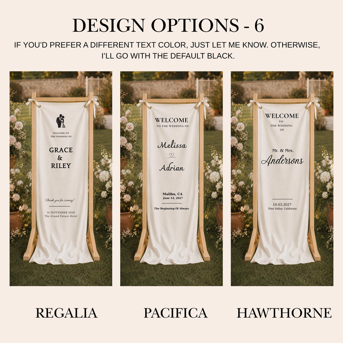 Custom Wedding Entrance Banner with Wooden Stand