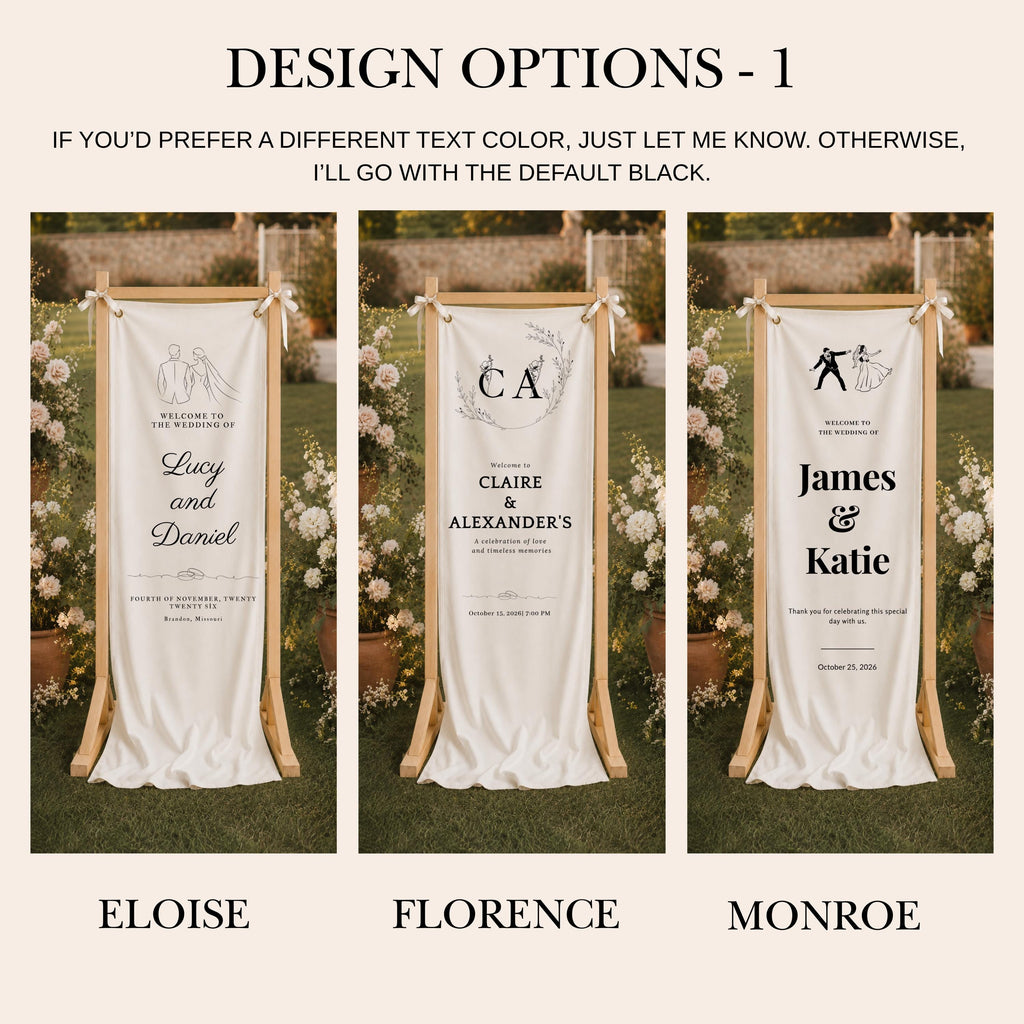 Custom Wedding Entrance Banner with Wooden Stand
