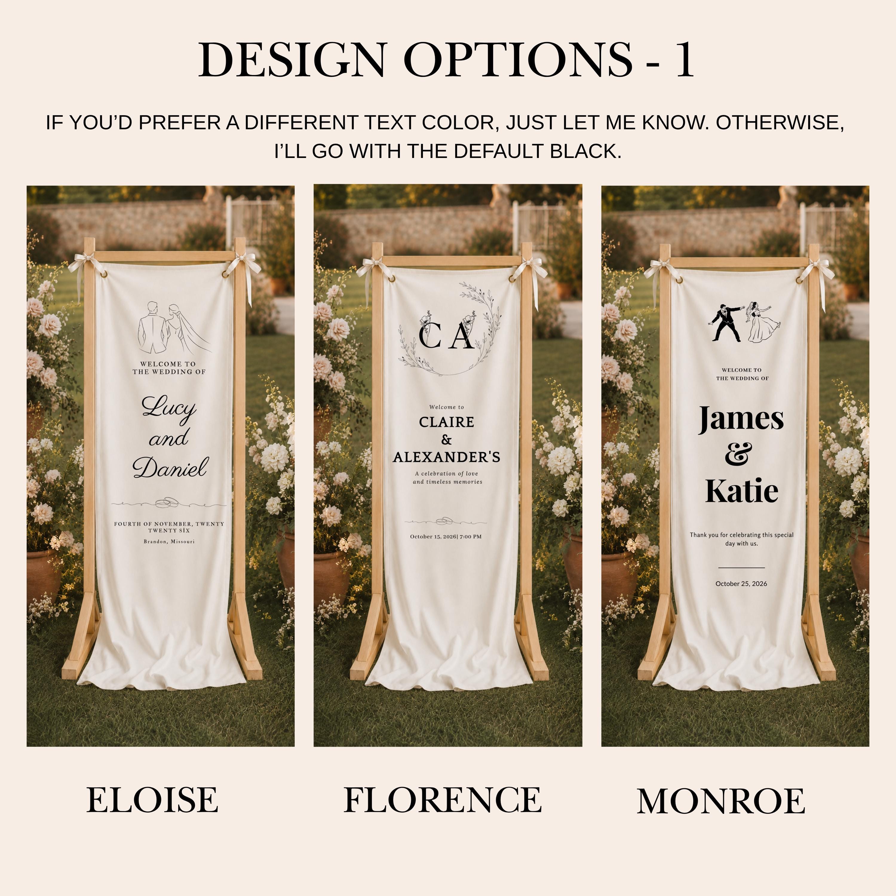 Custom Wedding Entrance Banner with Wooden Stand