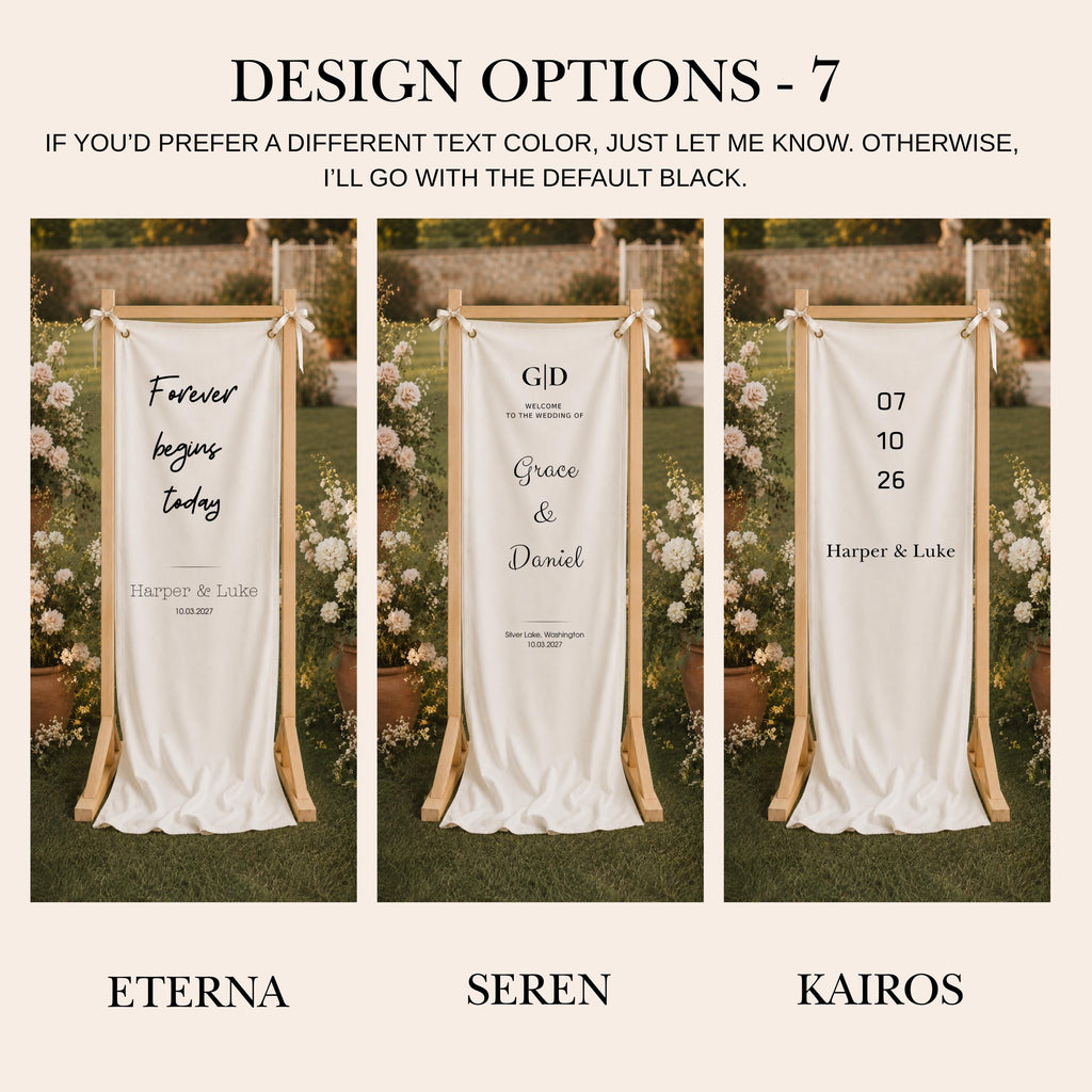 Custom Wedding Entrance Banner with Wooden Stand