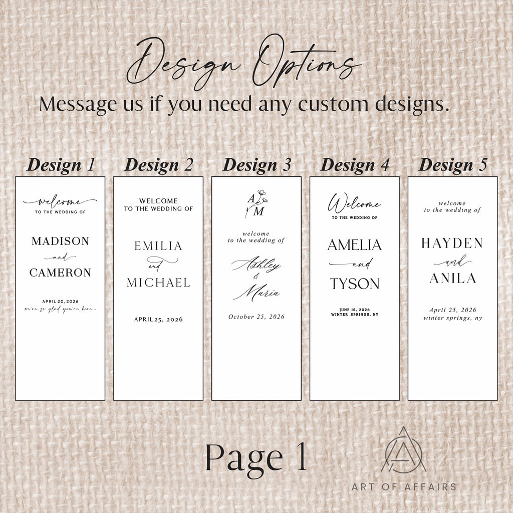 Fabric Wedding Seating chart - Linen Welcome Sign - Wedding Banner - Modern Linen Wedding Sign with ribbons and stand.