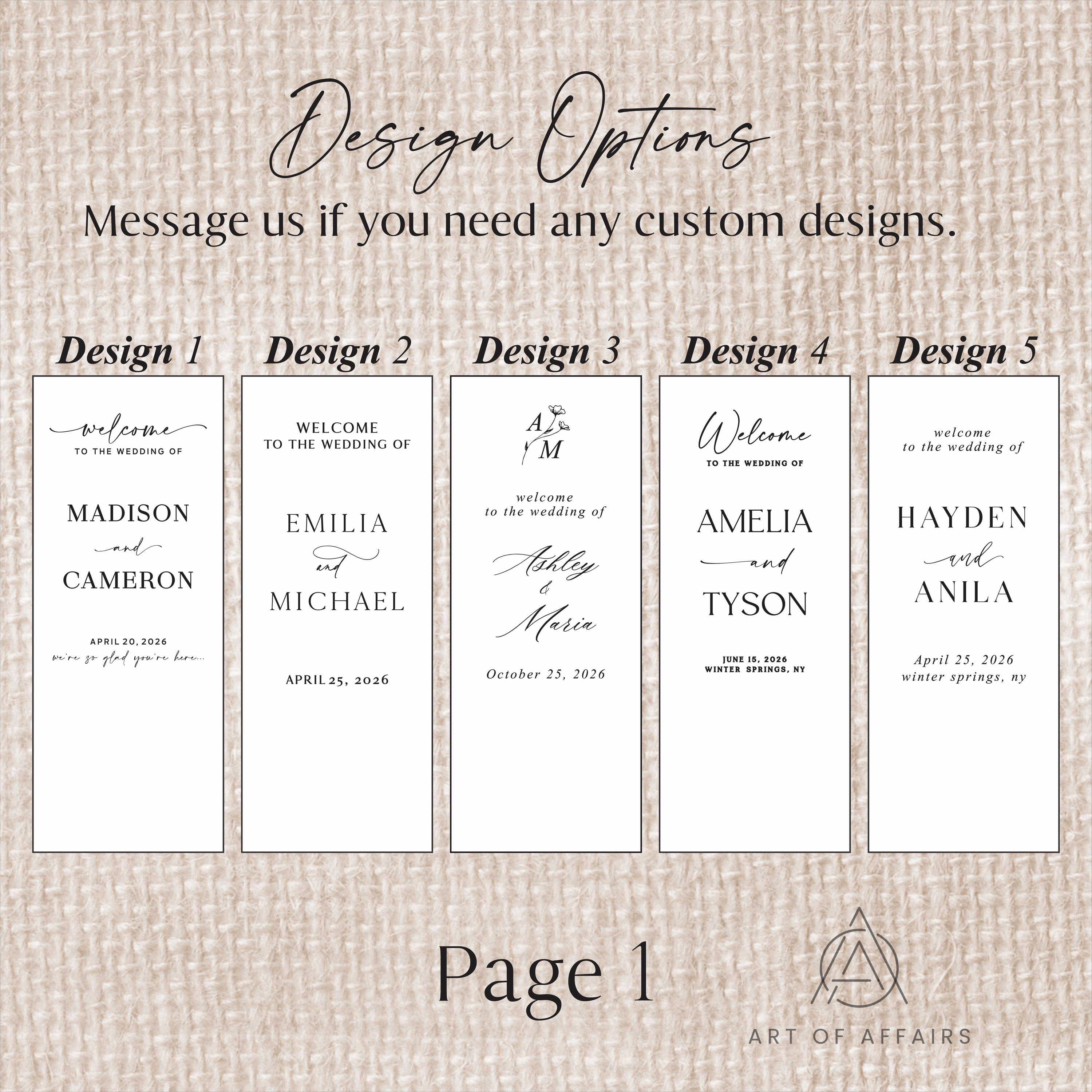 Fabric Wedding Seating chart - Linen Welcome Sign - Wedding Banner - Modern Linen Wedding Sign with ribbons and stand.
