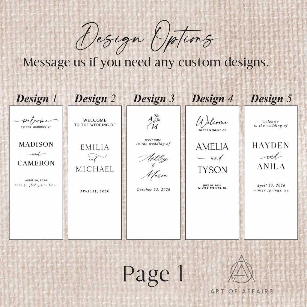 Fabric Wedding Welcome Sign - Linen Welcome Sign - Wedding Banner - Modern Linen Wedding Sign with ribbons and stand.