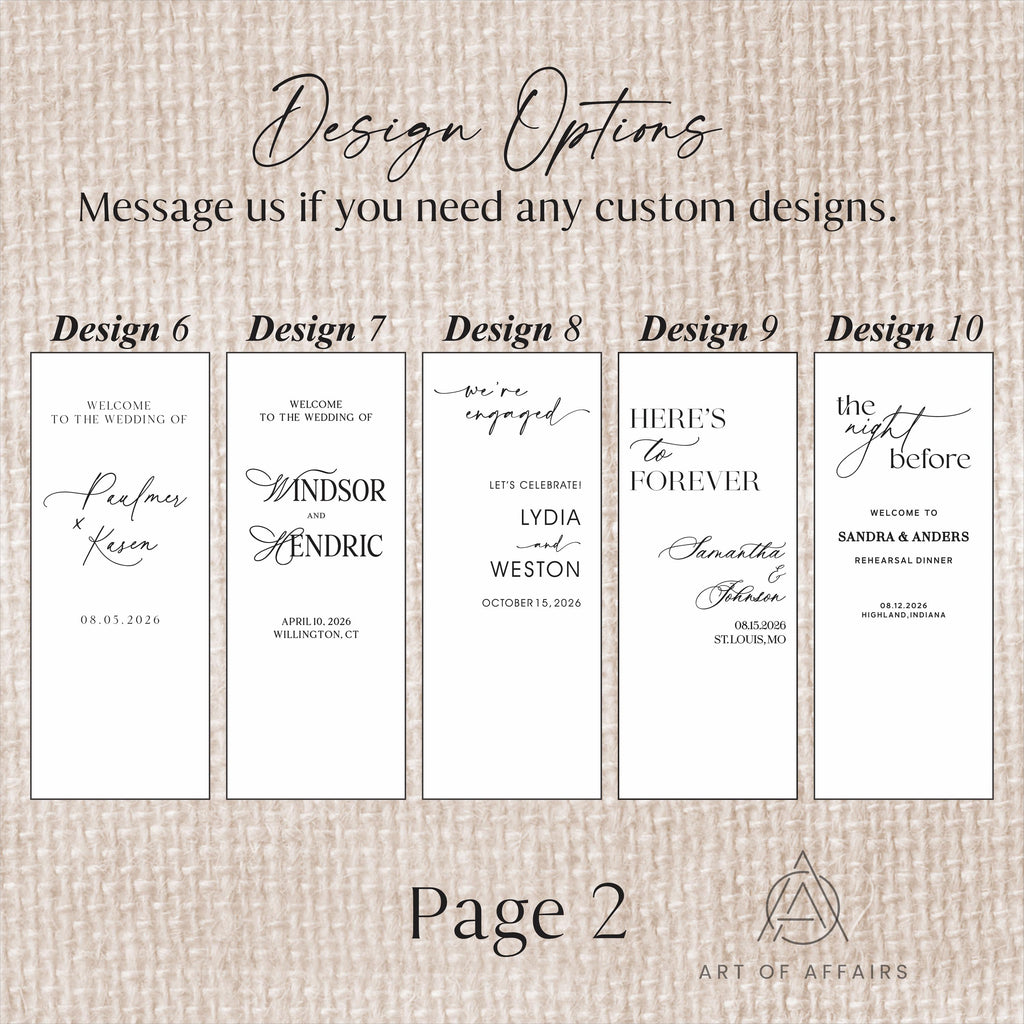 Fabric Wedding Welcome Sign - Linen Welcome Sign - Wedding Banner - Modern Linen Wedding Sign with ribbons and stand.