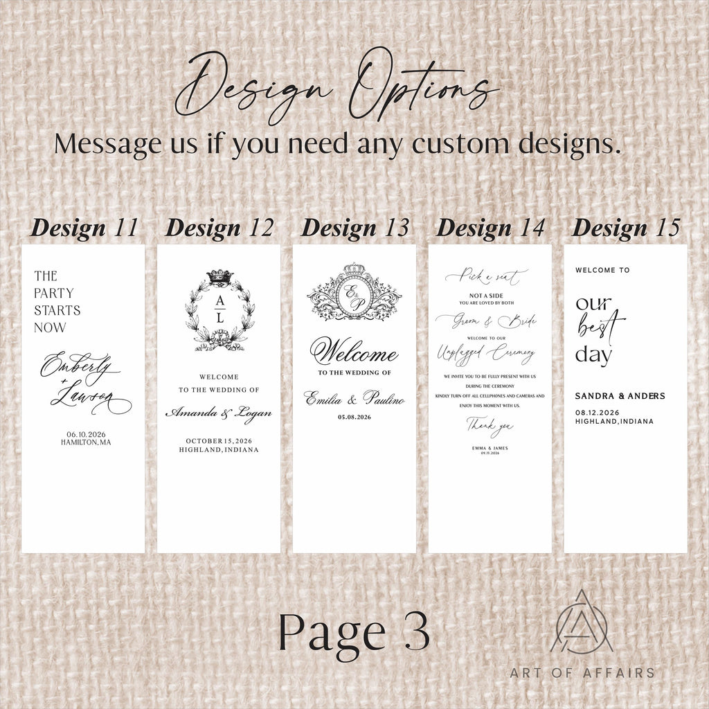 Fabric Wedding Seating chart - Linen Welcome Sign - Wedding Banner - Modern Linen Wedding Sign with ribbons and stand.