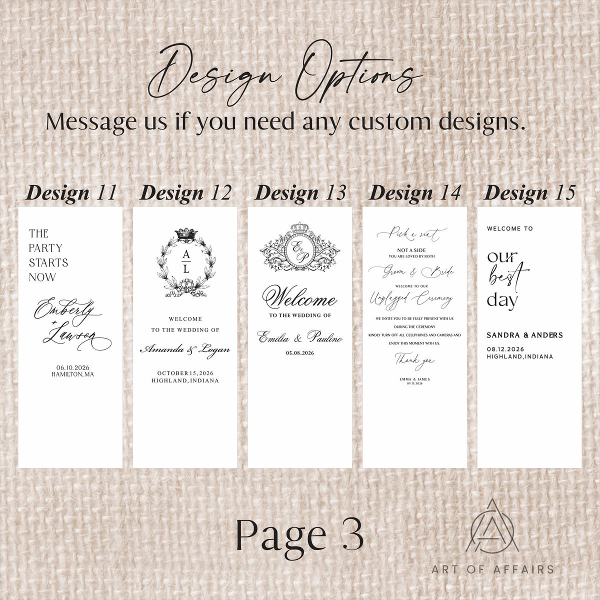Fabric Wedding Seating chart - Linen Welcome Sign - Wedding Banner - Modern Linen Wedding Sign with ribbons and stand.