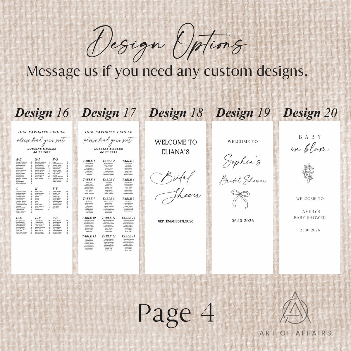 Fabric Wedding Welcome Sign - Linen Welcome Sign - Wedding Banner - Modern Linen Wedding Sign with ribbons and stand.