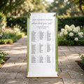 Fabric Wedding Seating chart - Linen Welcome Sign - Wedding Banner - Modern Linen Wedding Sign with ribbons and stand.