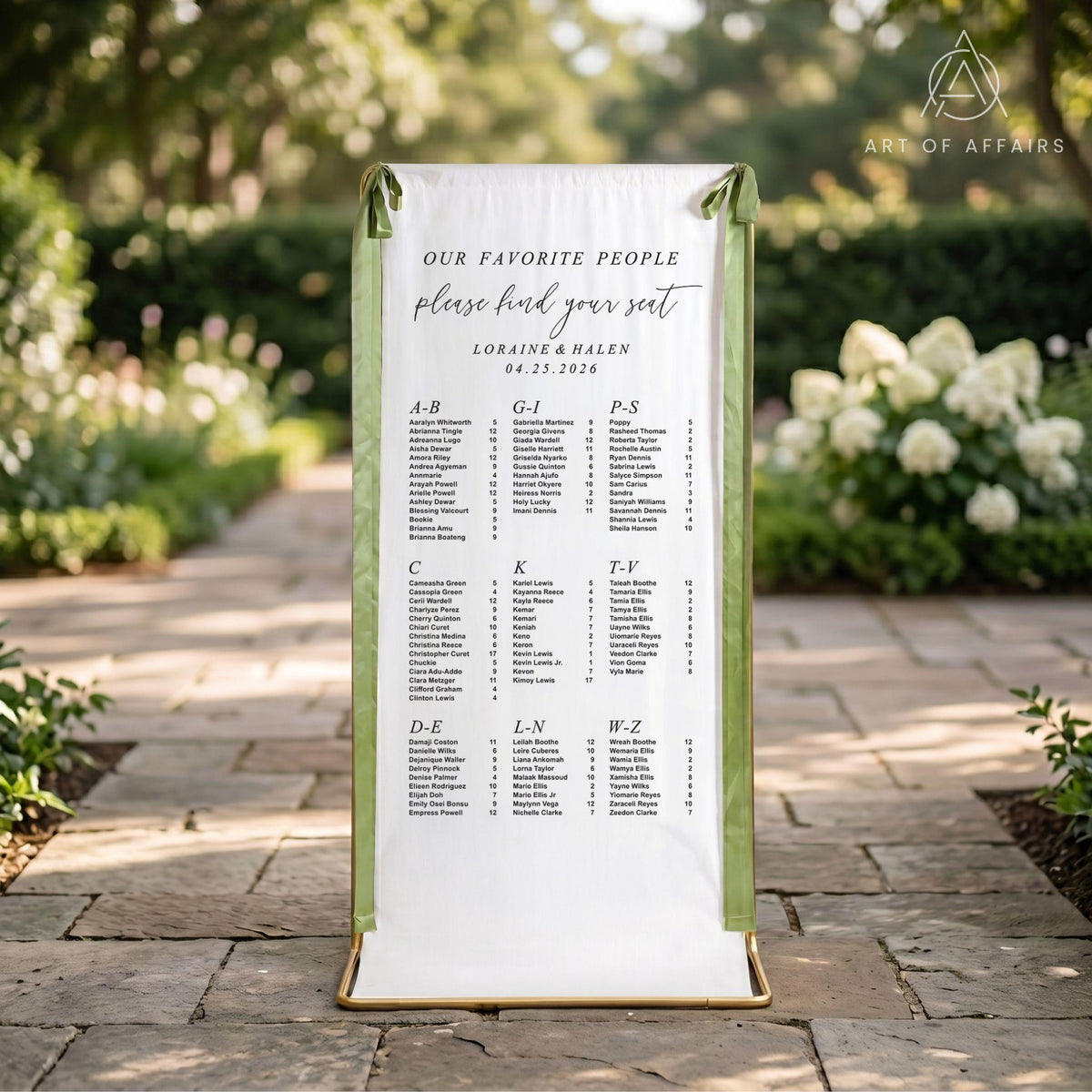 Fabric Wedding Seating chart - Linen Welcome Sign - Wedding Banner - Modern Linen Wedding Sign with ribbons and stand.