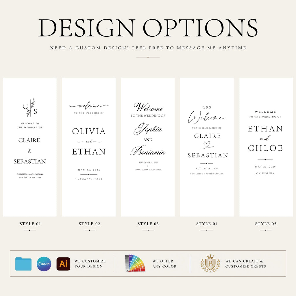 Personalized Linen Wedding Banner | Custom Fabric Welcome Sign for Ceremony & Reception | Rustic Boho Modern Wedding Décor