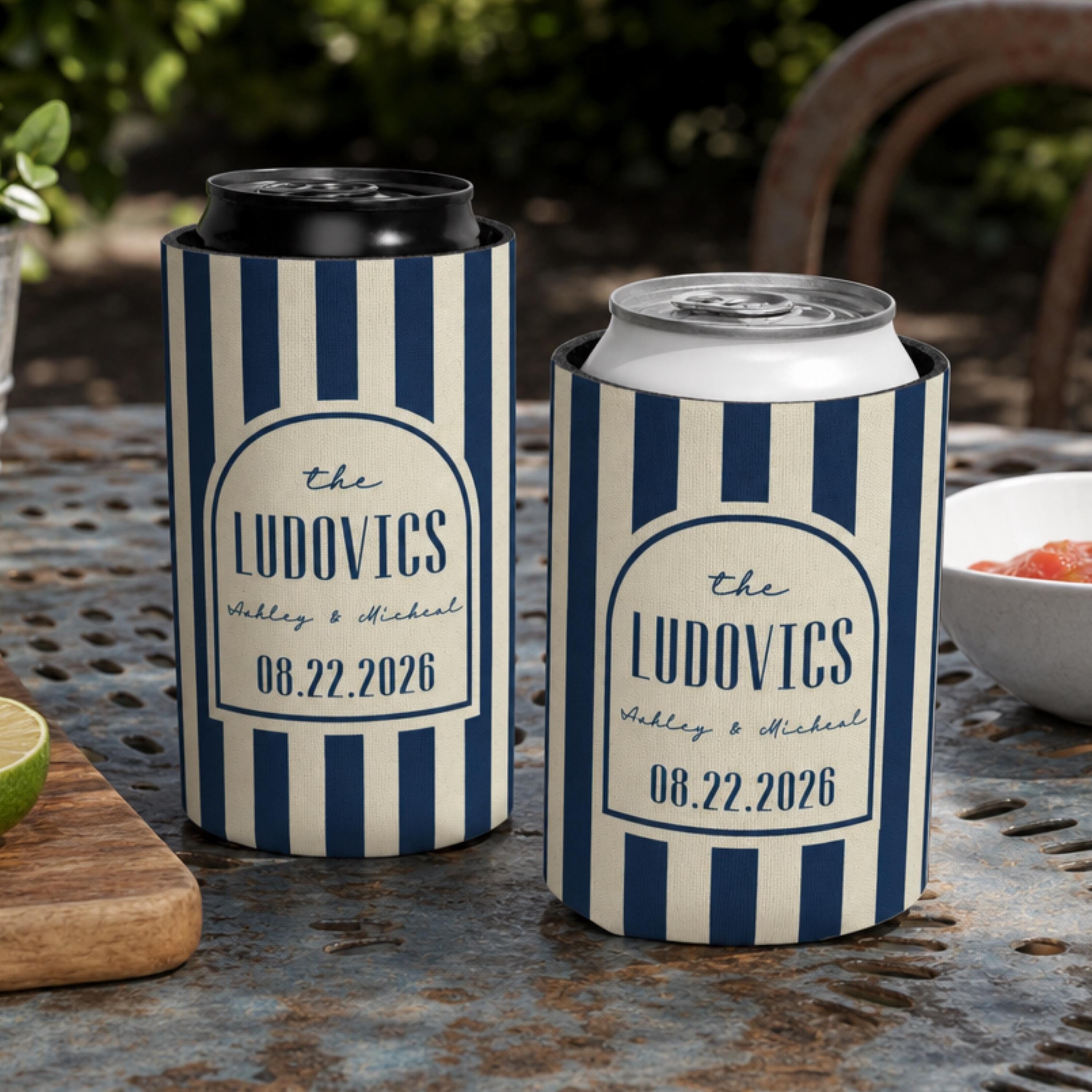 Personalized Wedding Can Coolers, Custom Monogrammed Can Coolers, Custom Can Coolers, Custom Wedding Favors, Party Favors (CZ513)
