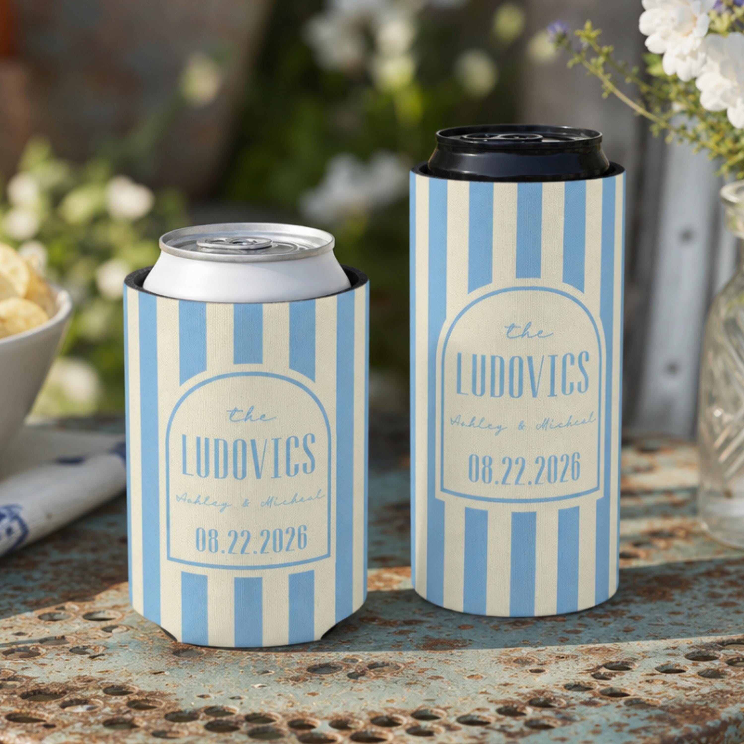 Personalized Wedding Can Coolers, Custom Monogrammed Can Coolers, Custom Can Coolers, Custom Wedding Favors, Party Favors (CZ513)