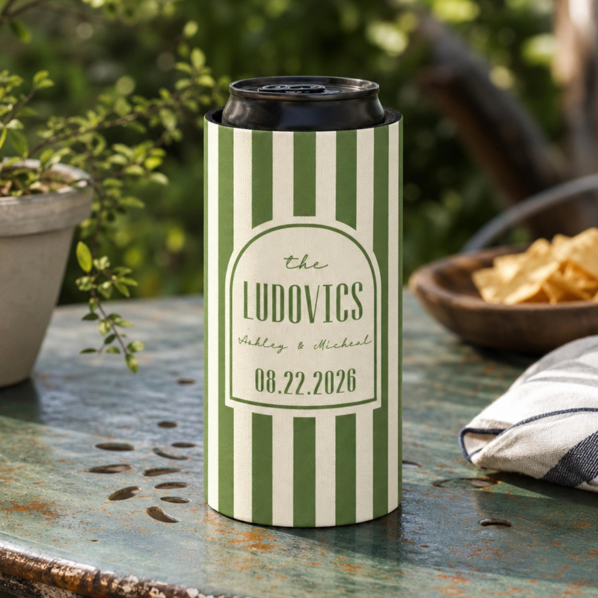 Personalized Wedding Can Coolers, Custom Monogrammed Can Coolers, Custom Can Coolers, Custom Wedding Favors, Party Favors (CZ513)
