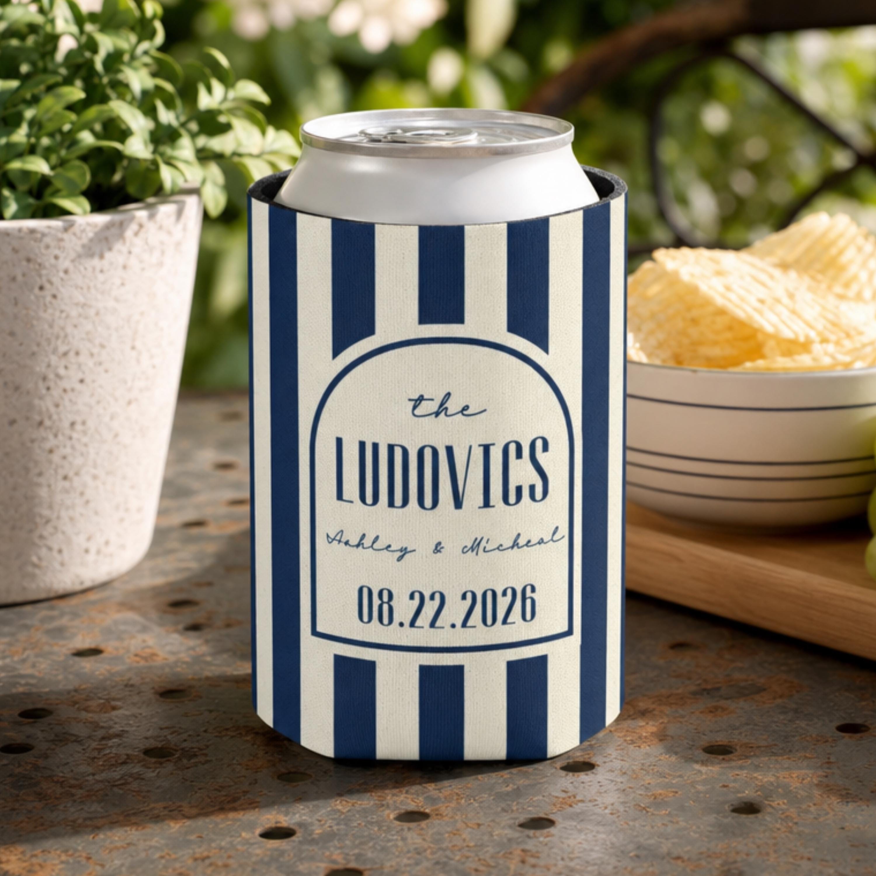 Personalized Wedding Can Coolers, Custom Monogrammed Can Coolers, Custom Can Coolers, Custom Wedding Favors, Party Favors (CZ513)