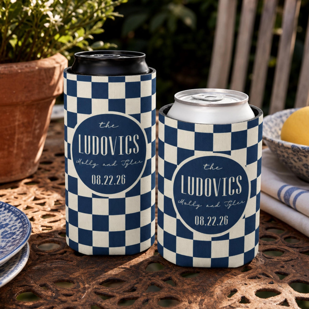 Personalized Wedding Can Coolers, Custom Monogrammed Can Coolers, Custom Can Coolers, Custom Wedding Favors, Party Favors (CZ503)