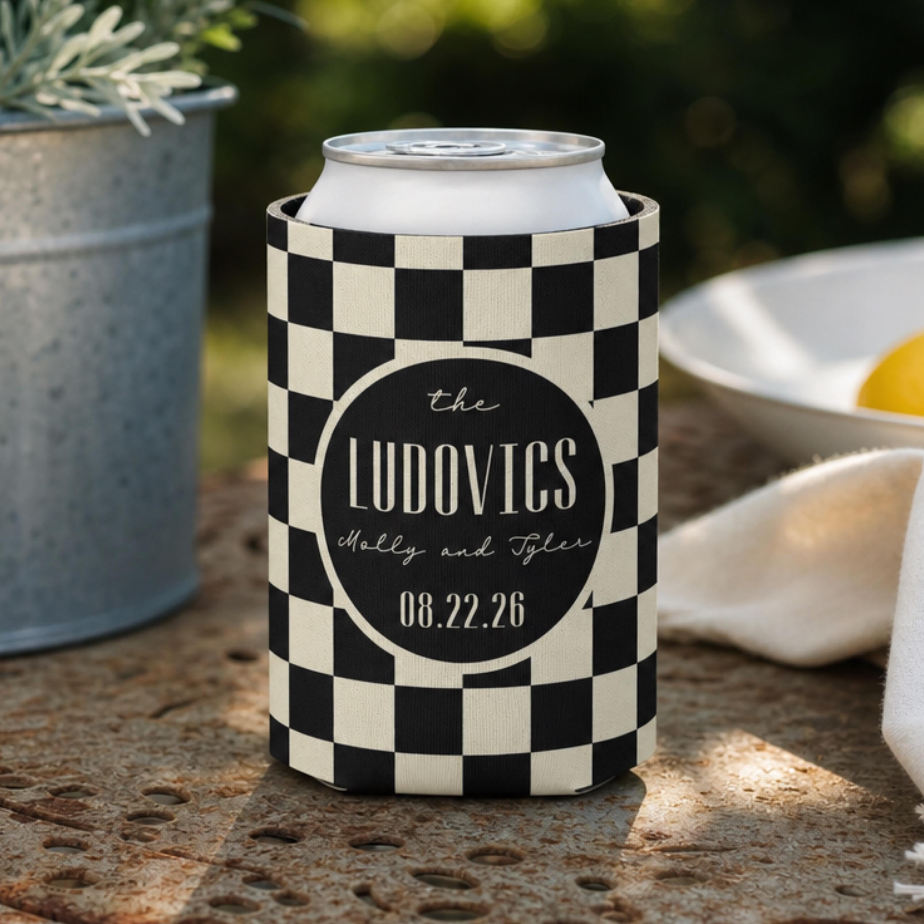 Personalized Wedding Can Coolers, Custom Monogrammed Can Coolers, Custom Can Coolers, Custom Wedding Favors, Party Favors (CZ503)