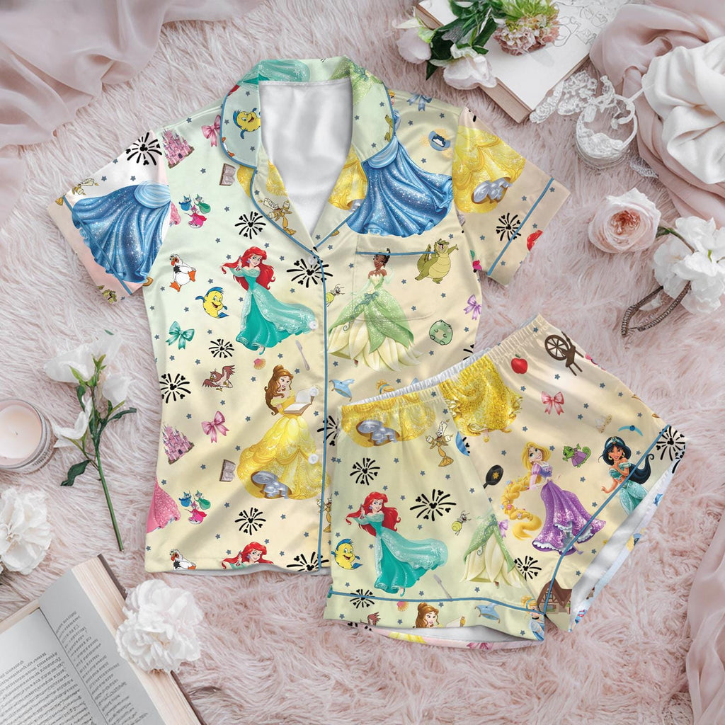 Custom Princess Pajamas, Personalized Name Girls PJs, Birthday Girl Sleepwear, Summer Vacation Pajamas