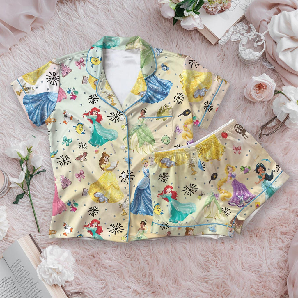 Custom Princess Pajamas, Personalized Name Girls PJs, Birthday Girl Sleepwear, Summer Vacation Pajamas