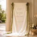 Custom Wedding Welcome Fabric Sign, Linen Look Wedding Backdrop, Personalized Ceremony Entrance Banner, Engagement Party Decor