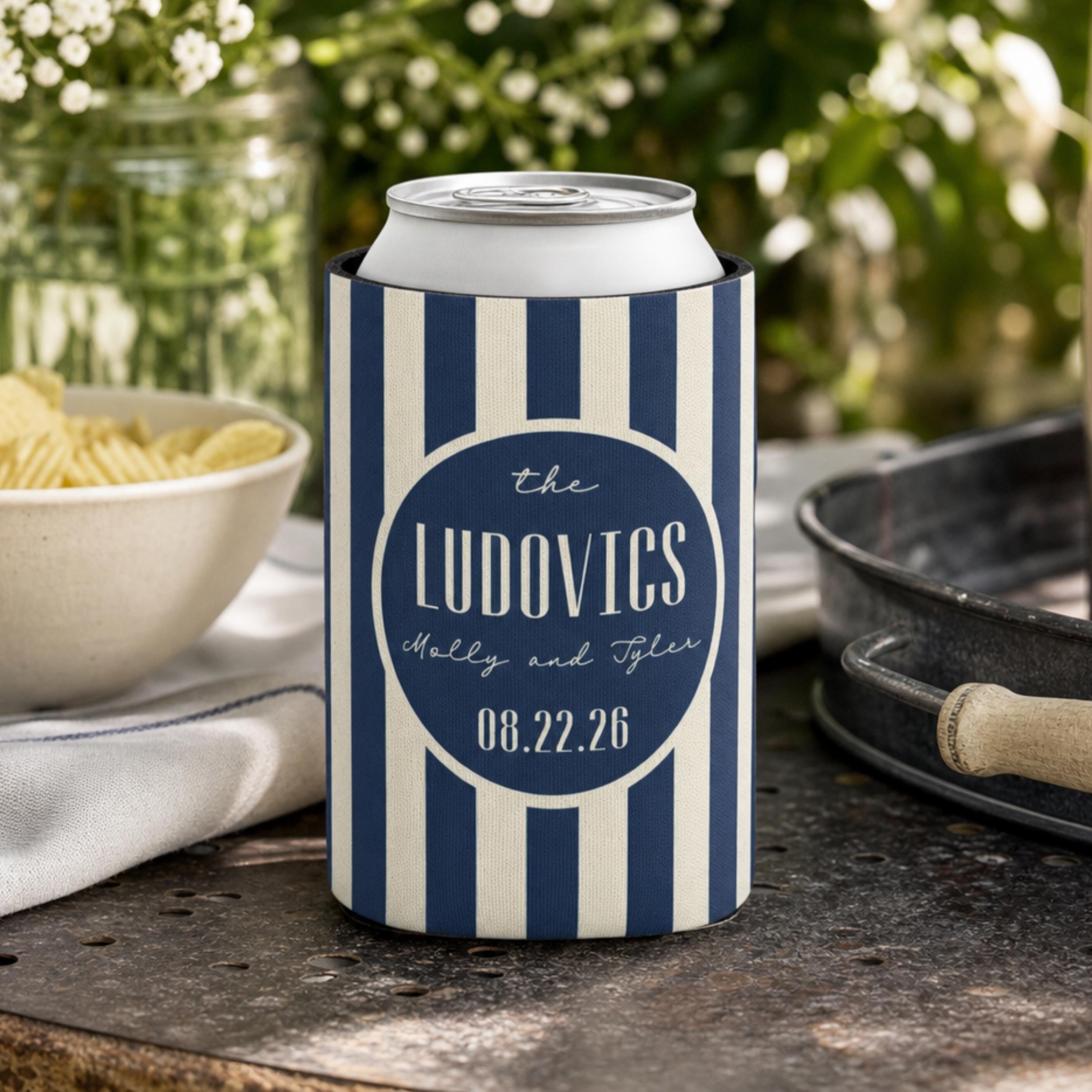 Personalized Wedding Can Coolers, Custom Monogrammed Can Coolers, Custom Can Coolers, Custom Wedding Favors, Party Favors (CZ508)