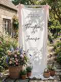 Floral Wedding Welcome Banner Personalized Linen Wedding Backdrop Custom Name Ceremony Decor