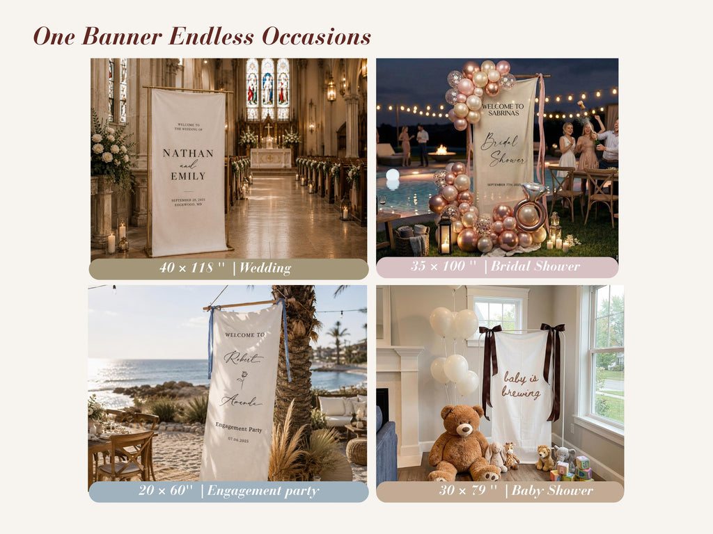 Personalized Linen Wedding Welcome Sign: Bridal Shower, Baby Shower, Engagement Party, Anniversary Banner