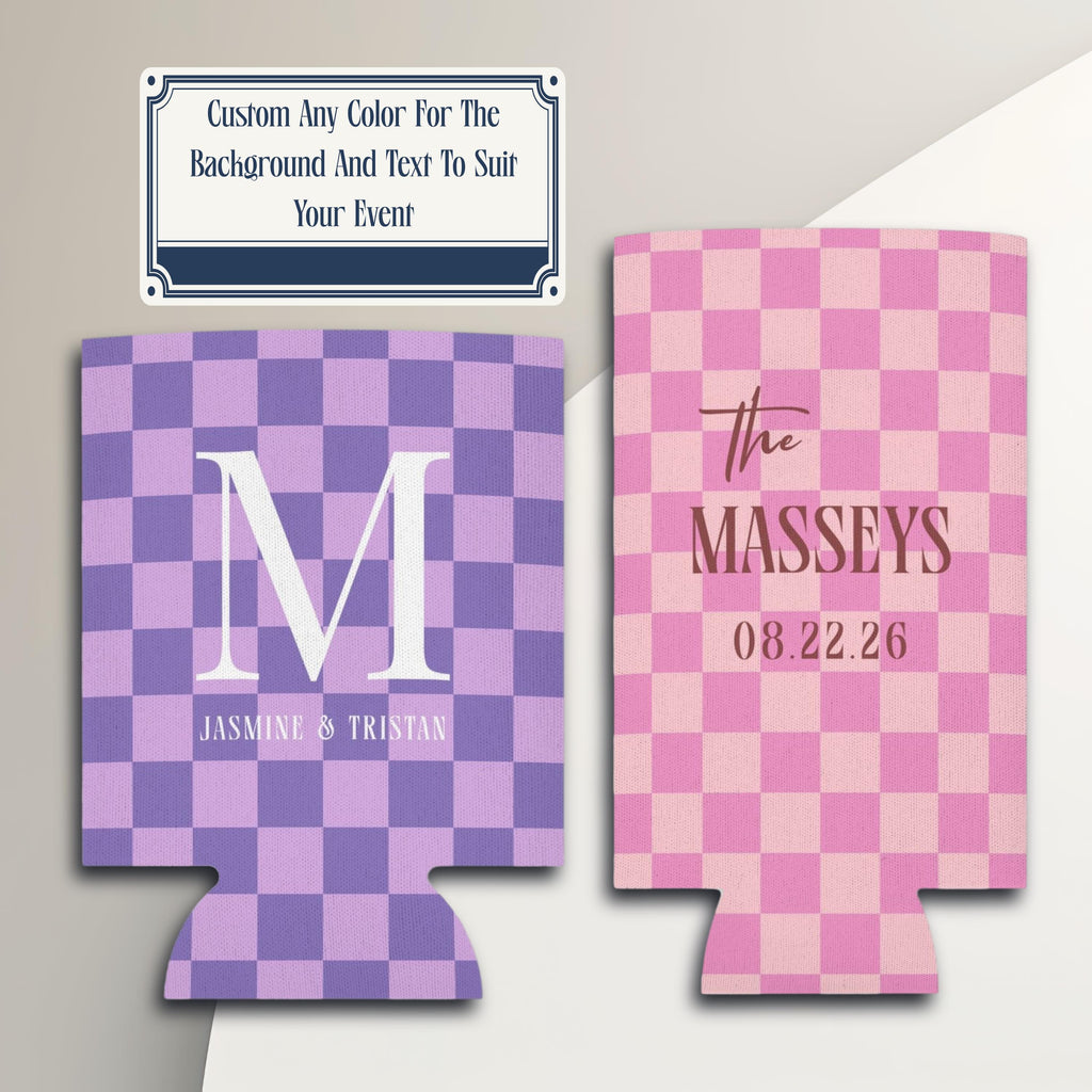 Personalized Wedding Can Coolers, Custom Monogrammed Can Coolers, Custom Can Coolers, Custom Wedding Favors, Party Favors (CZ536)