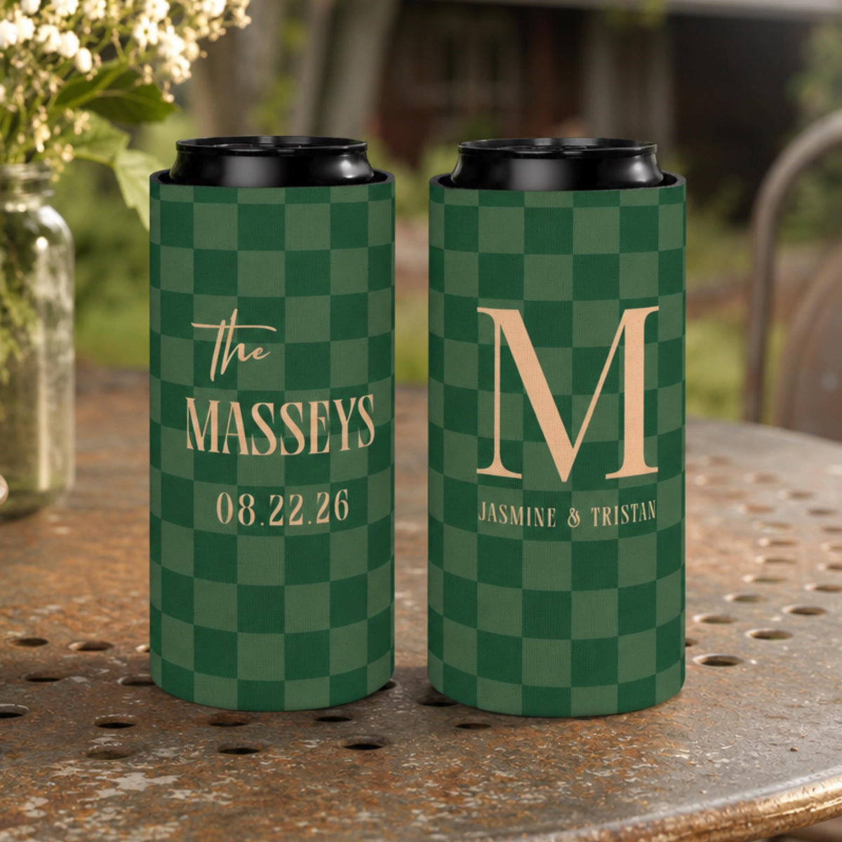Personalized Wedding Can Coolers, Custom Monogrammed Can Coolers, Custom Can Coolers, Custom Wedding Favors, Party Favors (CZ536)
