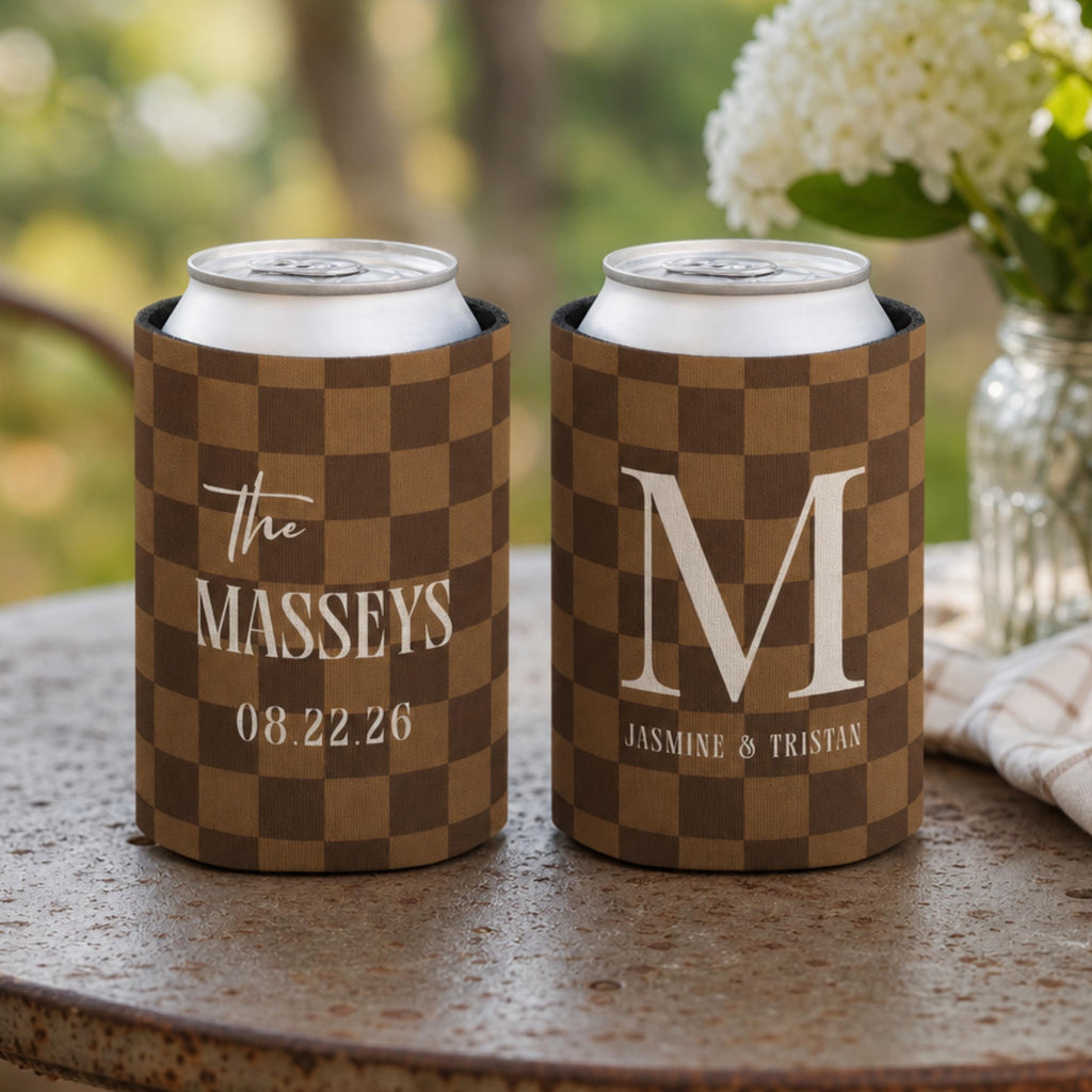 Personalized Wedding Can Coolers, Custom Monogrammed Can Coolers, Custom Can Coolers, Custom Wedding Favors, Party Favors (CZ536)