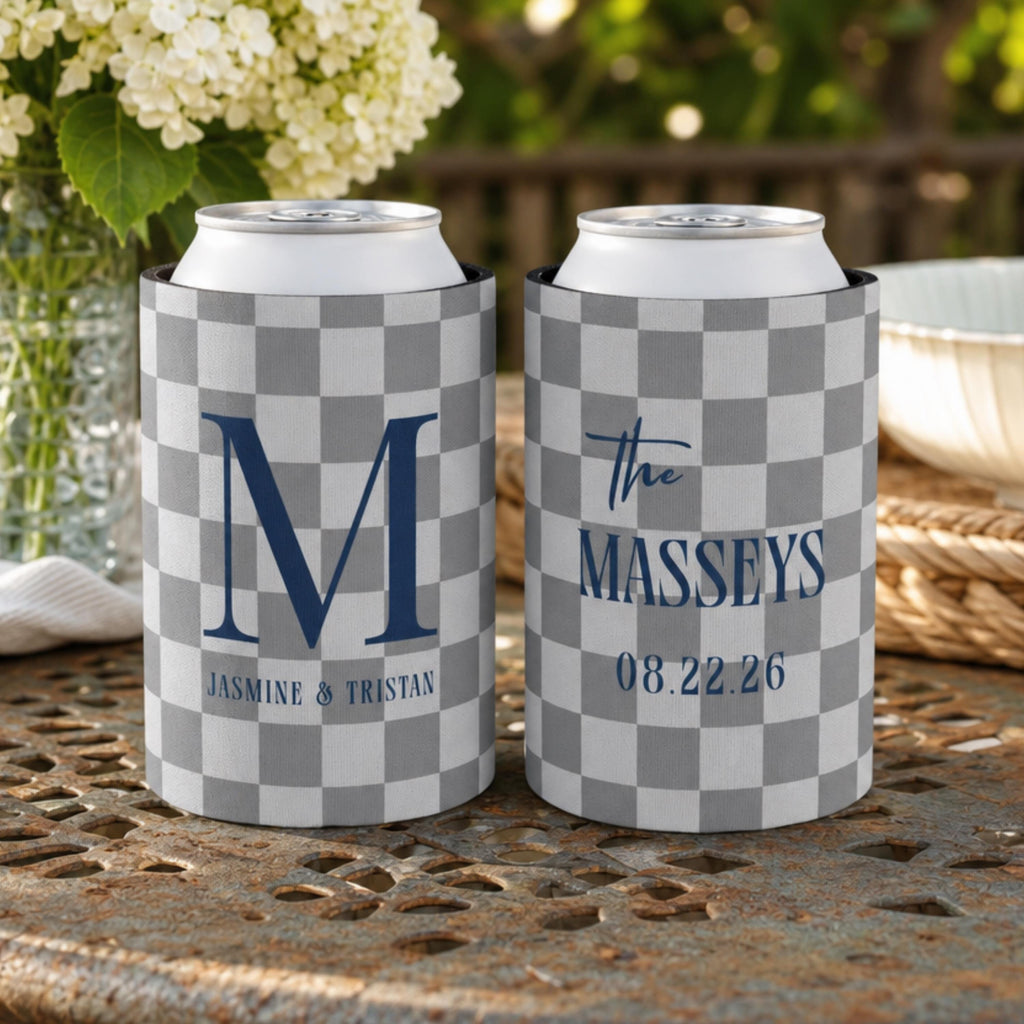 Personalized Wedding Can Coolers, Custom Monogrammed Can Coolers, Custom Can Coolers, Custom Wedding Favors, Party Favors (CZ536)