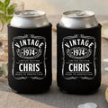 Personalized Vintage 50th Birthday Can Cooler, Aged to Perfection Drink Sleeve