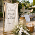 Personalized Wedding Welcome Banner, Custom Wedding Sign, Linen Wedding Welcome Sign, Elegant Reception Entrance Decor