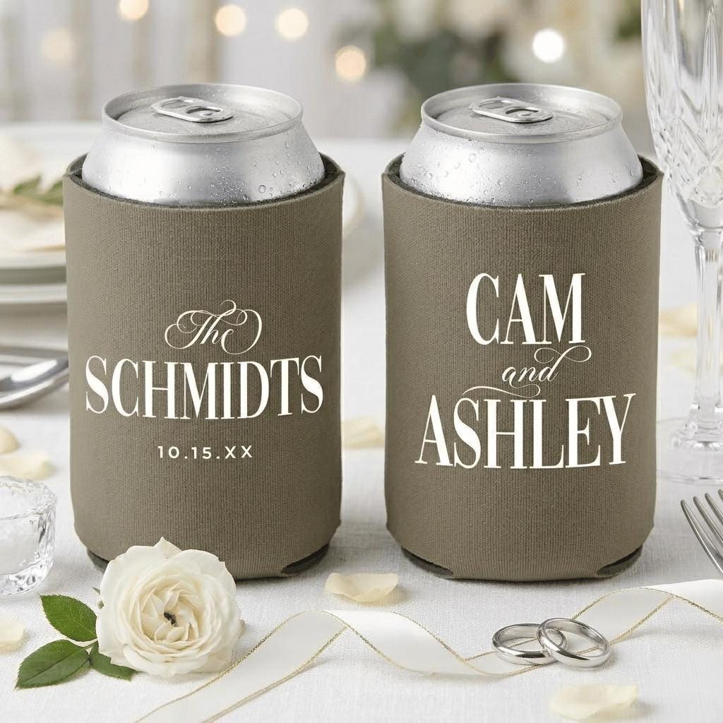 Wedding Can Cooler Custom Wedding Favor Can Coolers, Personalized Can Holders, Personalized Beer Huggers, Can Coolers, Wedding favors