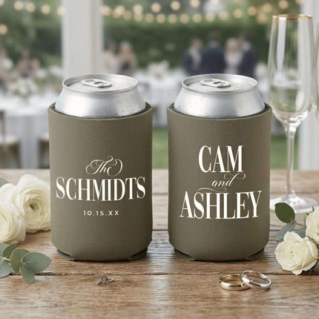 Wedding Can Cooler Custom Wedding Favor Can Coolers, Personalized Can Holders, Personalized Beer Huggers, Can Coolers, Wedding favors