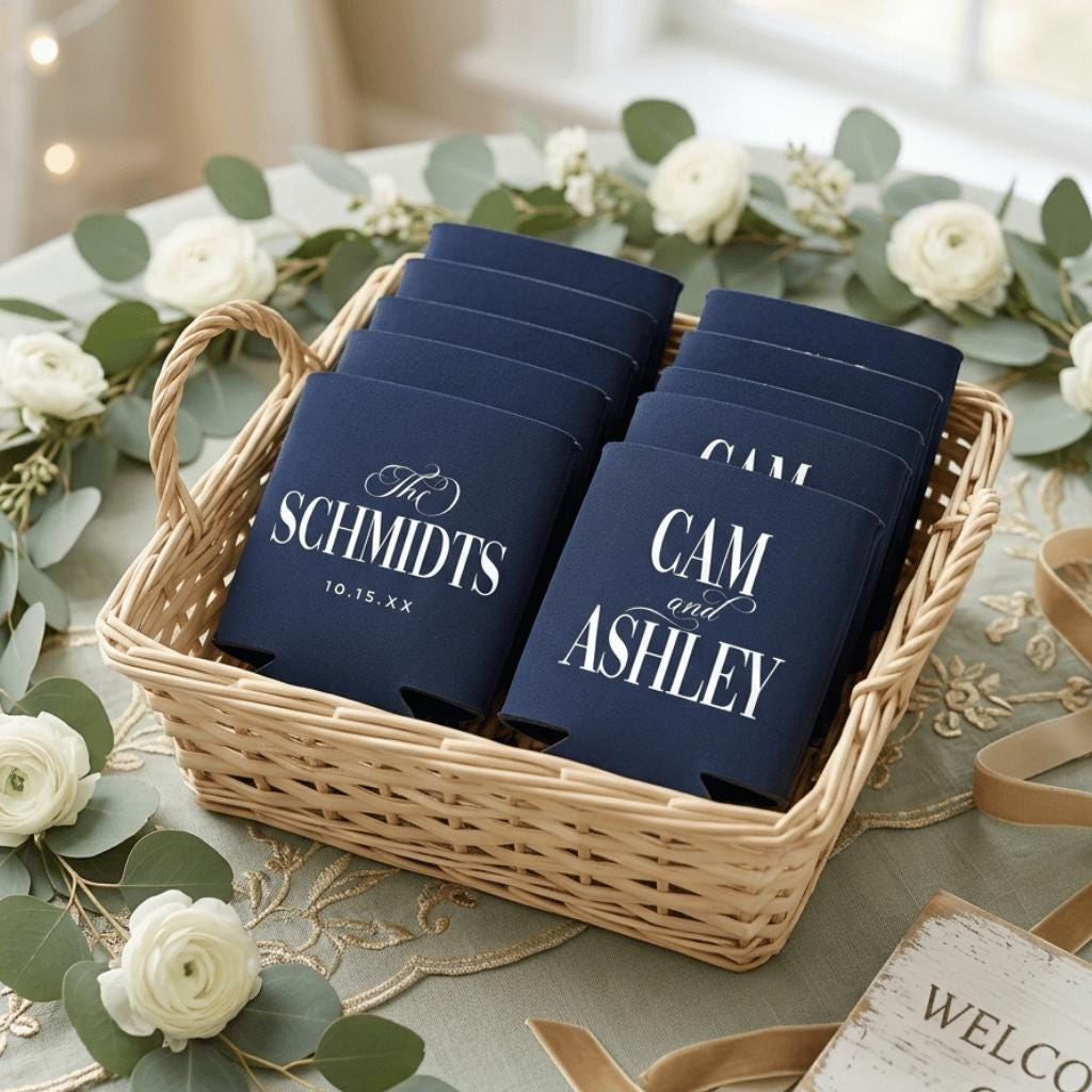 Wedding Can Cooler Custom Wedding Favor Can Coolers, Personalized Can Holders, Personalized Beer Huggers, Can Coolers, Wedding favors