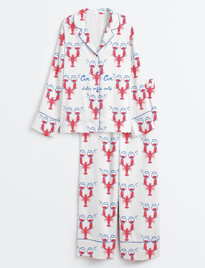 Summer Loungewear Set – Lobster Print Pajama Shorts – Girls Trip Gift