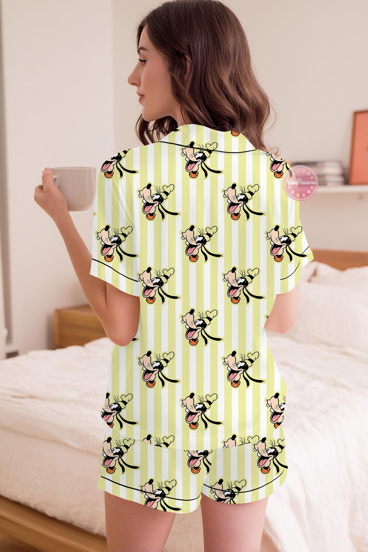 Disney Goofy Pajama Set, Mickey Minnie Daisy Donald Striped Pajamas, Cute Couple Matching Sleepwear, Cartoon Lounge Set