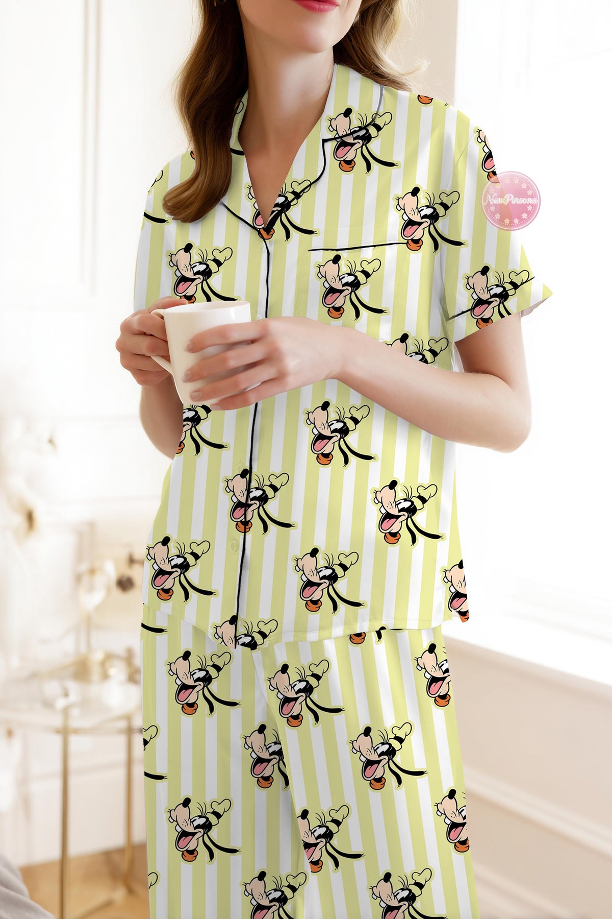 Disney Goofy Pajama Set, Mickey Minnie Daisy Donald Striped Pajamas, Cute Couple Matching Sleepwear, Cartoon Lounge Set