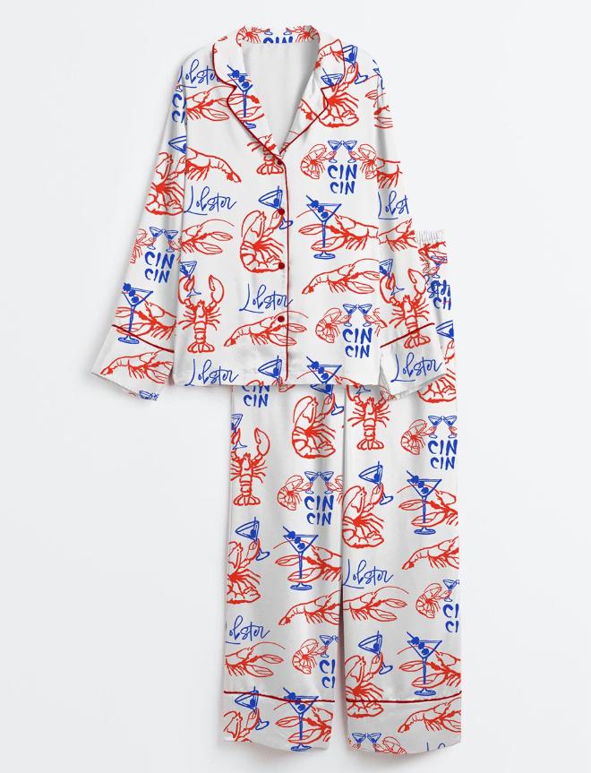 Lobster Pajamas Set – Matching PJ Set, Sleepwear – Summer Bachelorette Party, Bridal Shower Gift