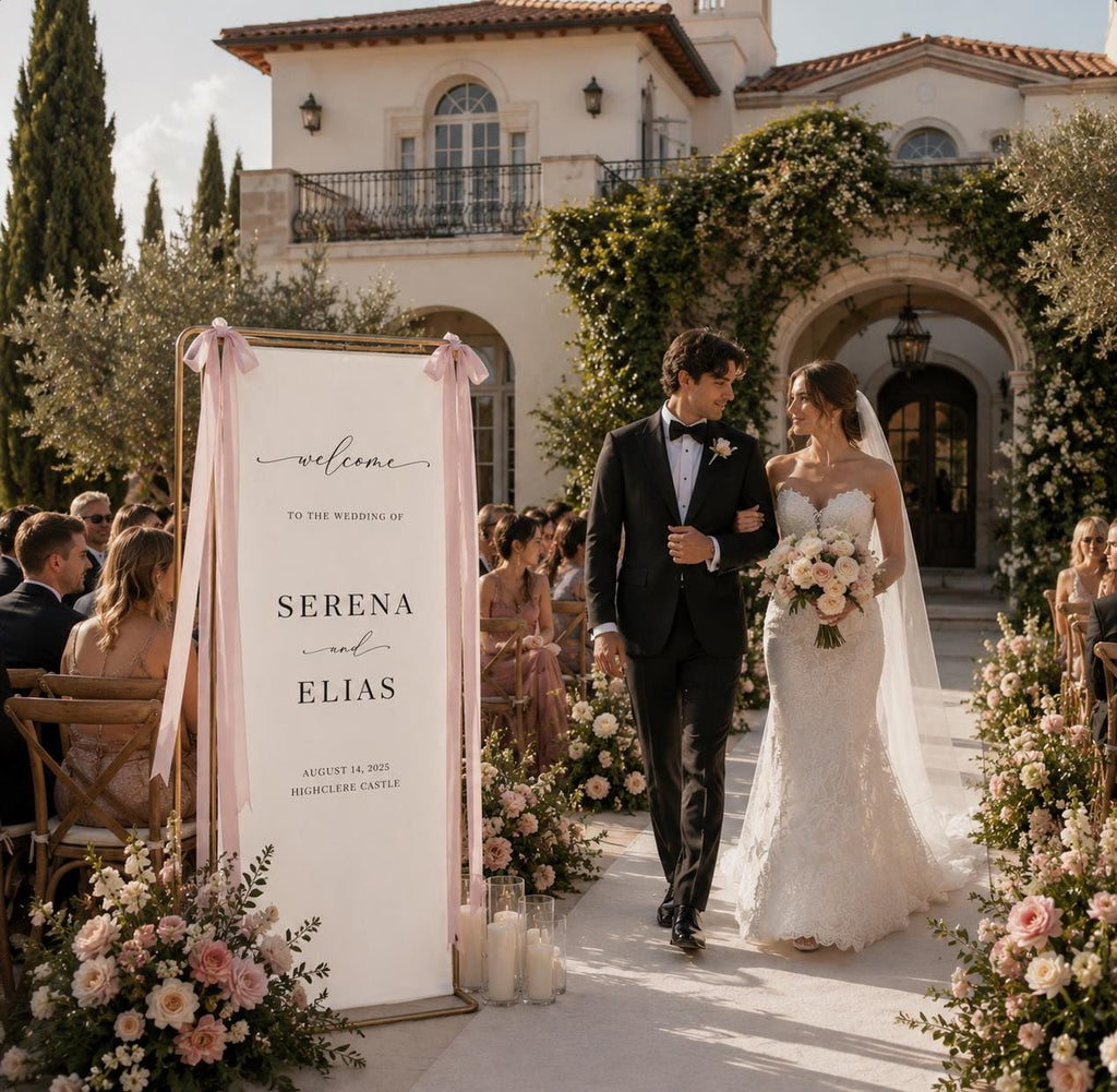 Personalized Linen Wedding Banner, Custom Fabric Welcome Sign, Elegant Ceremony Backdrop for Reception & Outdoor Wedding Decor