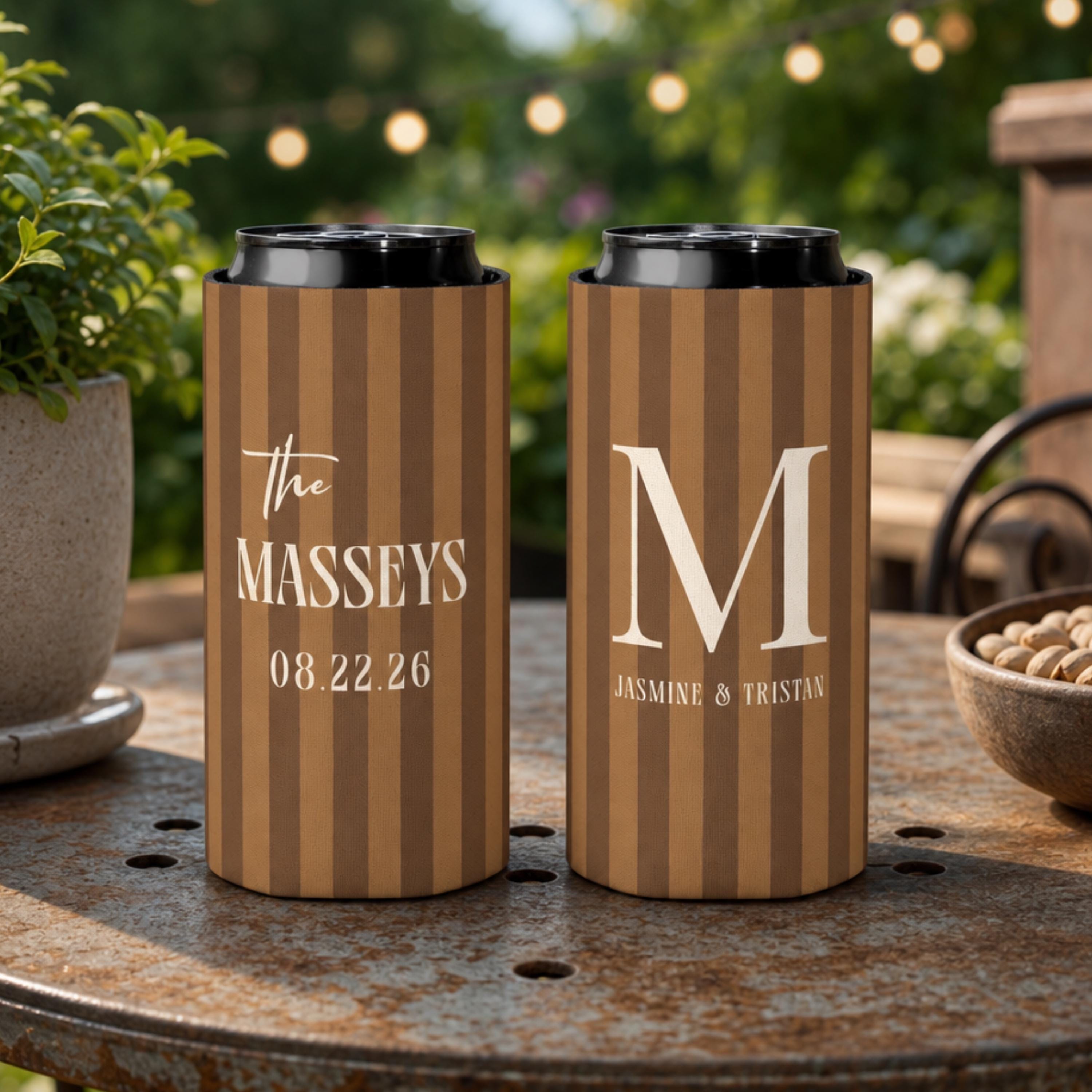 Personalized Wedding Can Coolers, Custom Monogrammed Can Coolers, Custom Can Coolers, Custom Wedding Favors, Party Favors (CZ535)