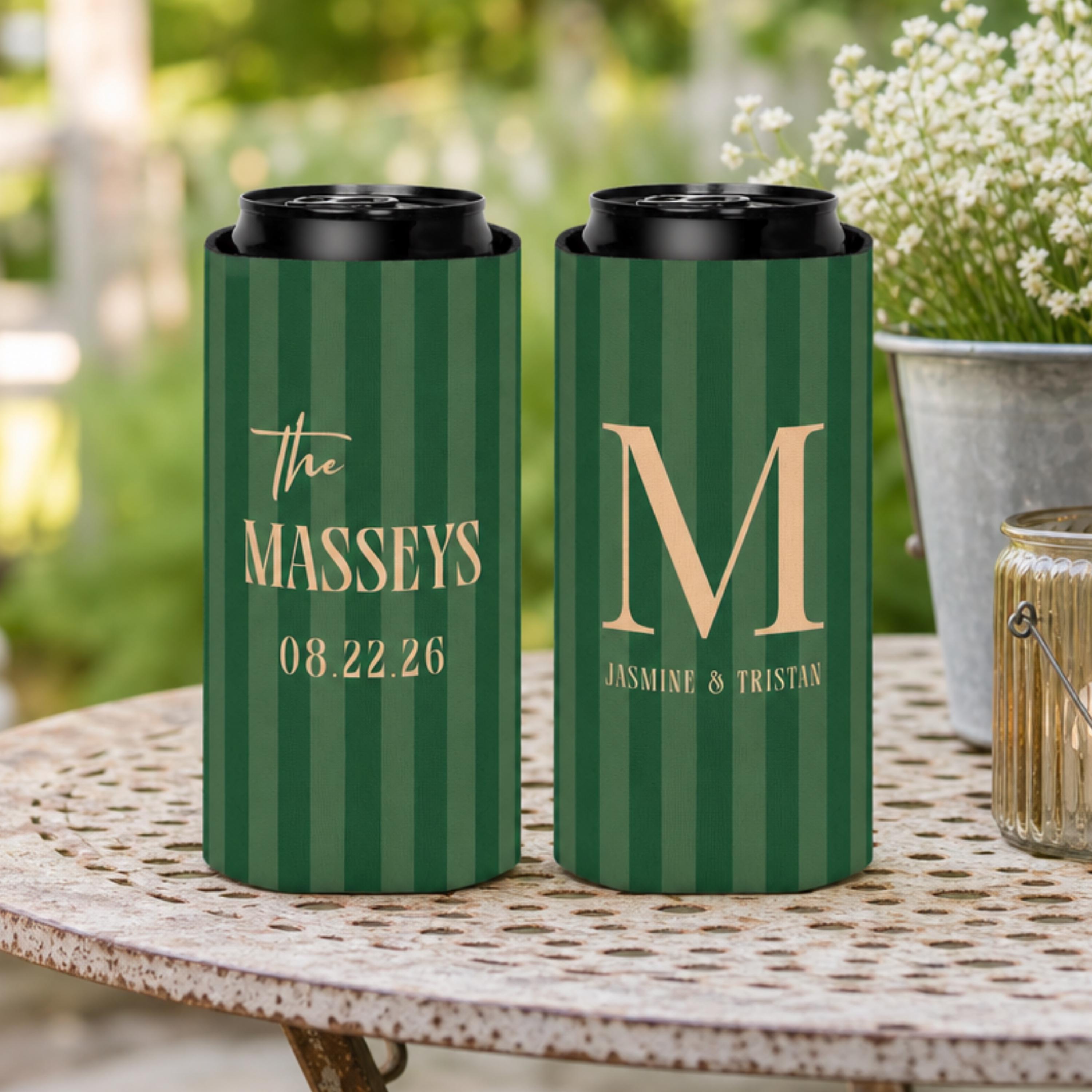 Personalized Wedding Can Coolers, Custom Monogrammed Can Coolers, Custom Can Coolers, Custom Wedding Favors, Party Favors (CZ535)