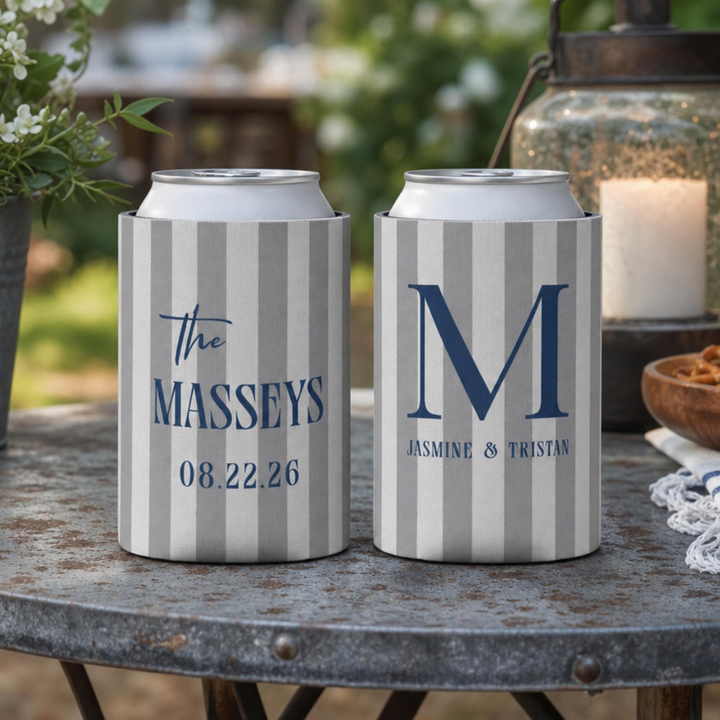 Personalized Wedding Can Coolers, Custom Monogrammed Can Coolers, Custom Can Coolers, Custom Wedding Favors, Party Favors (CZ535)