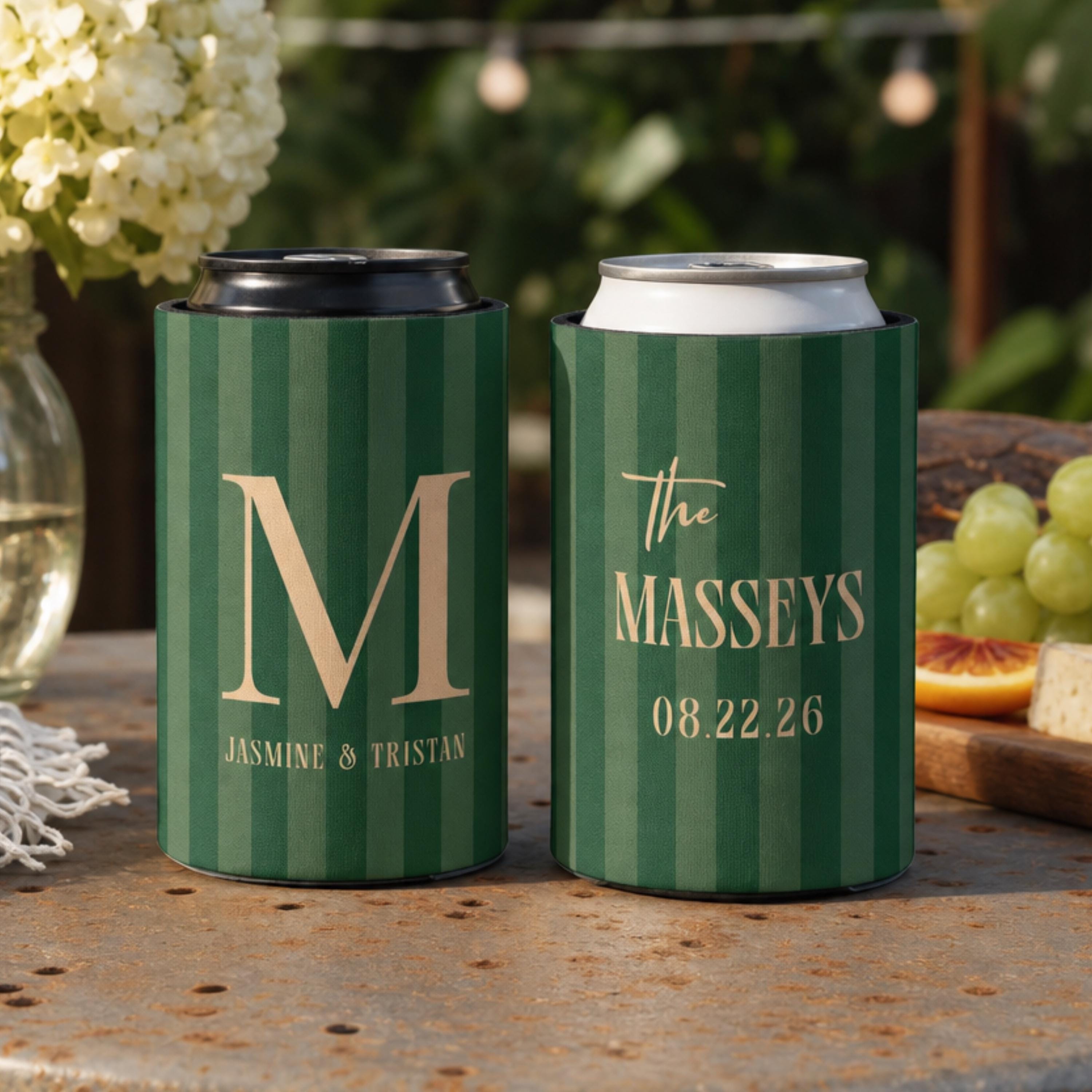 Personalized Wedding Can Coolers, Custom Monogrammed Can Coolers, Custom Can Coolers, Custom Wedding Favors, Party Favors (CZ535)