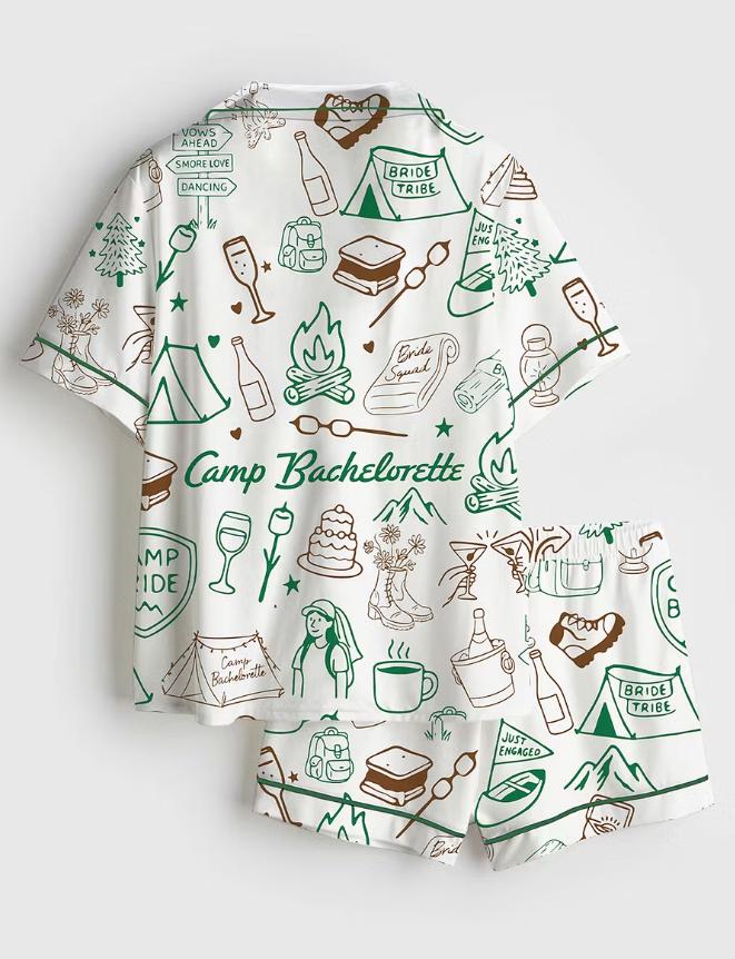 Camp Bachelorette Pajama Set – Matching Bride Tribe Sleepwear – Bachelorette Party Camping Outfit