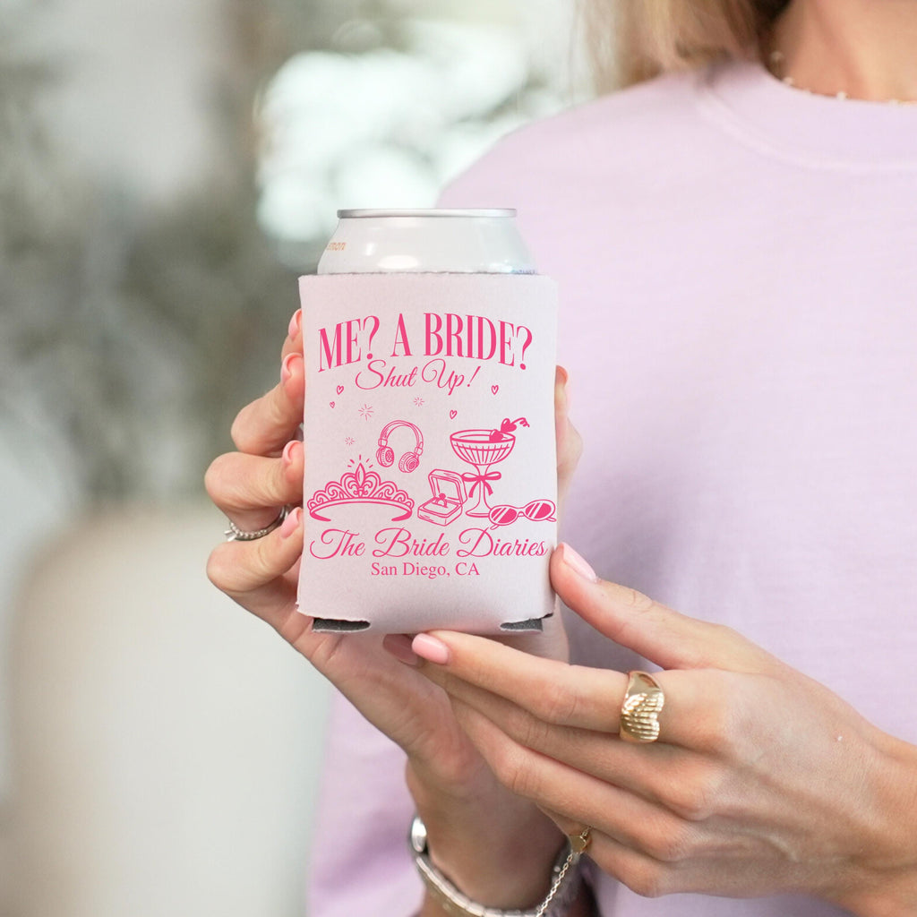 The Bachelorette Diaries Can Coolers, Custom Princess Can Sleeves, Princess Theme Decor, Bachelorette Party Favors, Bach Can Holder