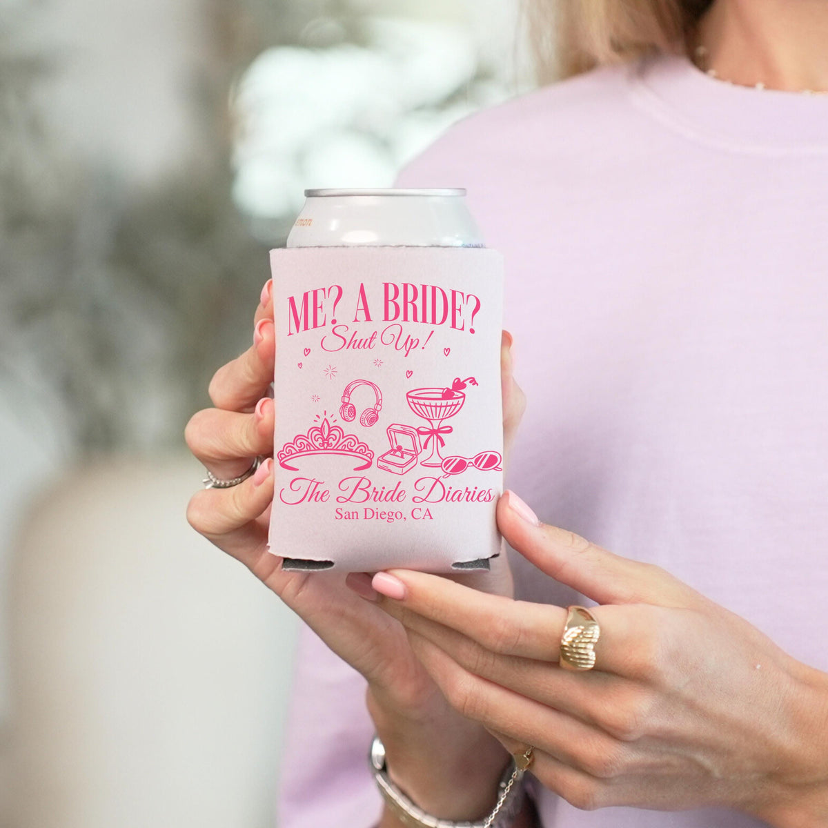 The Bachelorette Diaries Can Coolers, Custom Princess Can Sleeves, Princess Theme Decor, Bachelorette Party Favors, Bach Can Holder