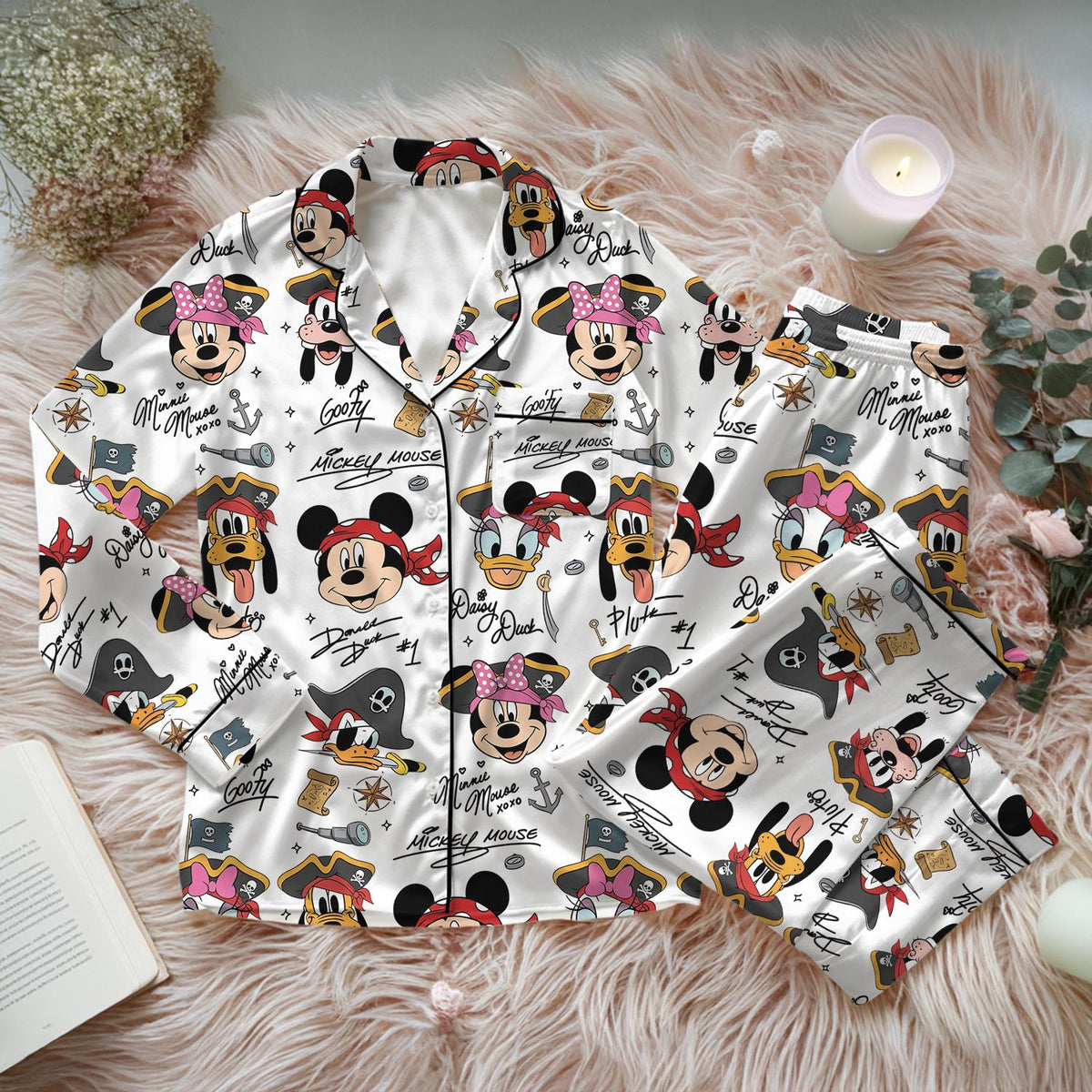 Disney Pirates Mickey and Friends Pajama Set, Colorful Pirate Ship Sleepwear, Donald Daisy Pluto Goofy Set, Disney Cruise Vacation Pjs